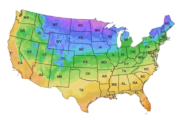 USA Hardiness Zone Map